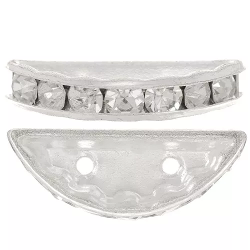 Half moon Rondelle 20x9mm Silver-colored Crystal  x1
