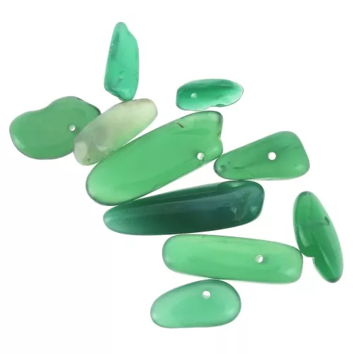 12-22mm Irregular drop beads - Green Agate imitation x10