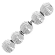 Round Striated Beads 6 mm - 925 Sterling Silver x10