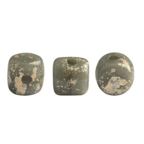 2.5x3mm Minos® by Puca® - Opaque Dark Grey Gold Splash x5g