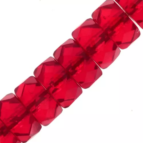 Heishi faceted rondelle beads 6x3 mm - Light Siam x25
