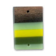 Wooden spacer bead rectangle 27x17mm Kamahong/Green x 1|raw }}