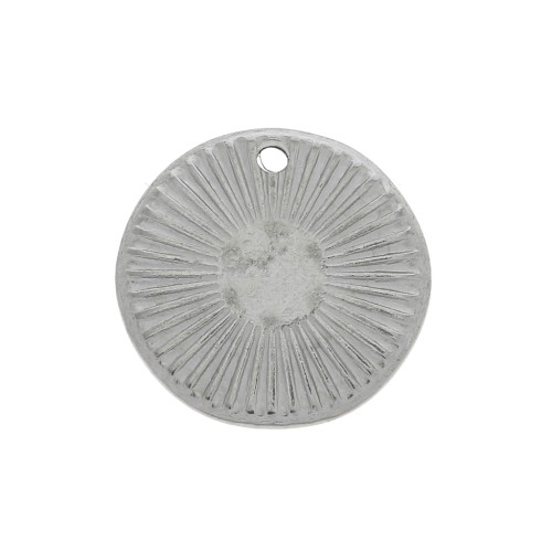 15mm Stainless steel irregular round striated charm for 6mm cabochon/rhinestone x1