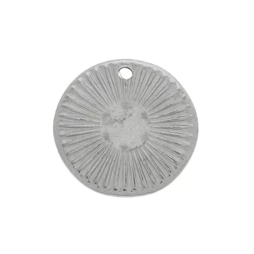 15mm Stainless steel irregular round striated charm for 6mm cabochon/rhinestone x1