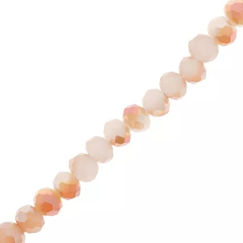Faceted flat round beads 6x5 mm Peach Puff Rainbow x40 cm