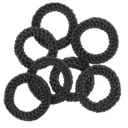 45mm Round Rattan Pendant - Black Pearl Effect x1