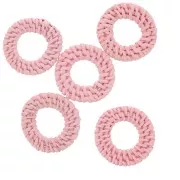 41mm Round Rattan Pendant - Light Pink Pearl Effect x1