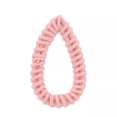 50x30mm Drop-shaped Rattan Pendant - Light Pink Pearl Effect x1