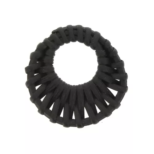 40mm Round Rattan Donut - Mat Black x1