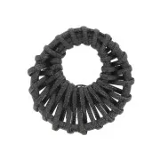 43mm Round Rattan Donut - Black Pearl Effect x1