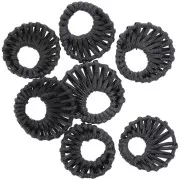 43mm Round Rattan Donut - Black Pearl Effect x1