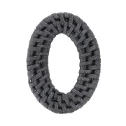 50x37mm Oval Rattan Pendant - Black Pearl Effect x1