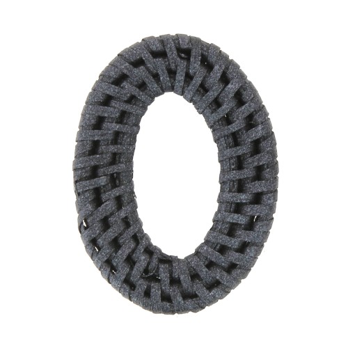 50x37mm Oval Rattan Pendant - Black Pearl Effect x1