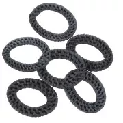 50x37mm Oval Rattan Pendant - Black Pearl Effect x1