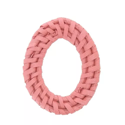 50x37mm Oval Rattan Pendant - Light Pink Pearl Effect x1