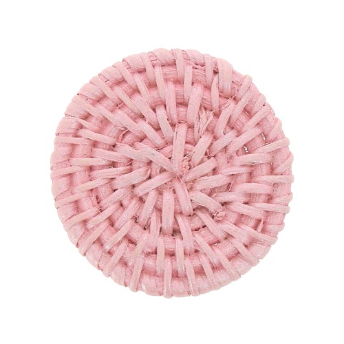 42mm Rattan round-shaped pendant - Light Pink Pearl Effect x1