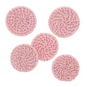 42mm Rattan round-shaped pendant - Light Pink Pearl Effect x1
