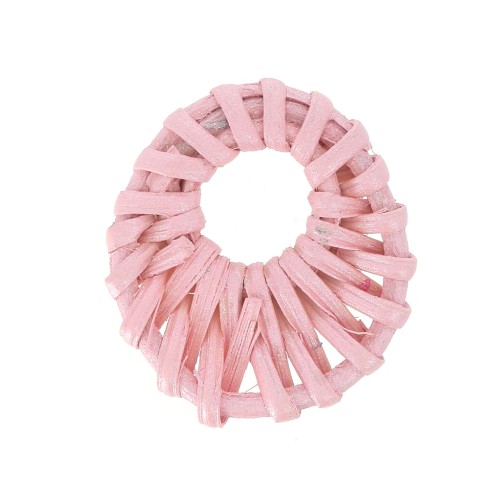 43mm Round Rattan Donut - Light Pink Pearl Effect x1