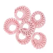 43mm Round Rattan Donut - Light Pink Pearl Effect x1