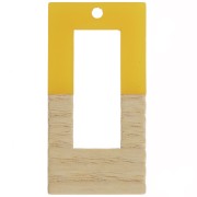 38x19mm Hollowed out rectangle resin imitation wood pendant - Yellow - Brown x1|raw }}