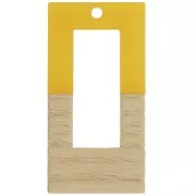38x19mm Hollowed out rectangle resin imitation wood pendant - Yellow - Brown x1
