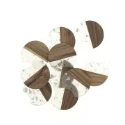 34x36.5mm Disc resin imitation wood pendant with silver tone fragments x1