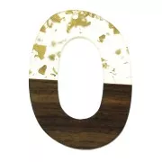 47x34.5mm Oval asymmetrical resin imitation wood pendant with golden fragments x1