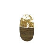 27x15mm Oval resin imitation wood pendant with golden fragments x1|raw }}