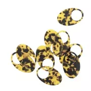 48.5x32mm Acetate oval pendant - Tortoise shell - Brown - Black x1