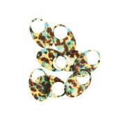 48.5x32mm Acetate oval pendant - Tortoise shell - Brown - Blue x1