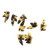 30x15mm Acetate leaf pendant - Tortoise shell - Brown - Black x1