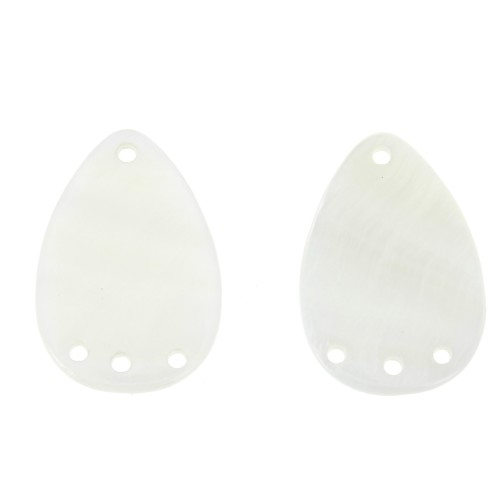 30x21mm Mother-of-pearl drop 4-hole pendant/spacer - Natural x2