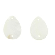 24x18mm Mother-of-pearl 2-hole drop spacer - Natural x2|raw }}