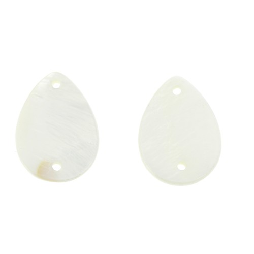 24x18mm Mother-of-pearl 2-hole drop spacer - Natural x2