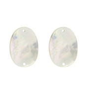 25x18mm Mother-of-pearl 2-hole oval spacer - Natural x2