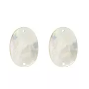 25x18mm Mother-of-pearl 2-hole oval spacer - Natural x2