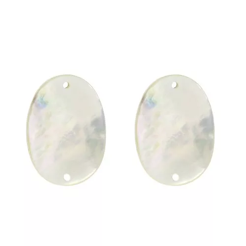 25x18mm Mother-of-pearl 2-hole oval spacer - Natural x2