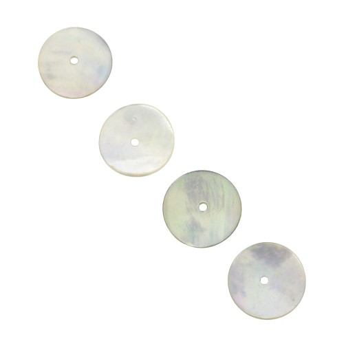 15mm Rondelle - Flat mother-of-pearl discs - Natural x4