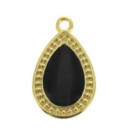 21x12mm Drop Pendant with Epoxy Resin - fine Gold plated -  Black x1|raw }}
