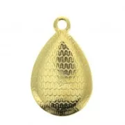 21x12mm Drop Pendant with Epoxy Resin - fine Gold plated - White x1