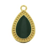 21x12mm Drop Pendant with Epoxy Resin - fine Gold plated -  Green x1|raw }}