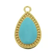 21x12mm Drop Pendant with Epoxy Resin - fine Gold plated - Turquoise x1