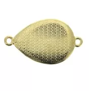 27x16mm 2 rings Drop spacer with epoxy resin - fine Gold plated - Turquoise x1