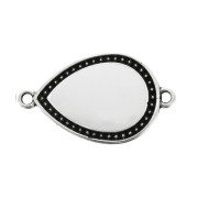 27x16mm 2 rings Drop spacer with epoxy resin - Antique Silver Tone - White x1