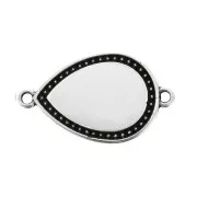 27x16mm 2 rings Drop spacer with epoxy resin - Antique Silver Tone - White x1