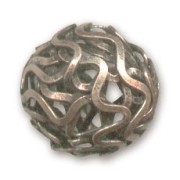 Filigreed metal ball 18mm Old copper tone x1