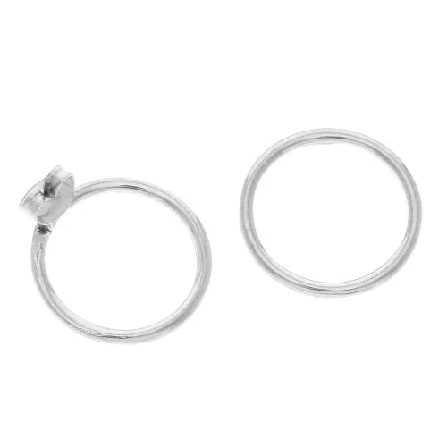 19.5mm Zamac circle-shaped design earstuds - Fine Antique silver plating x2