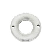 18mm 2-hole Round hollowed spacer - Fine Antique silver plating x1