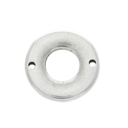 18mm 2-hole Round hollowed spacer - Fine Antique silver plating x1