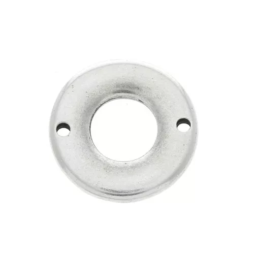 18mm 2-hole Round hollowed spacer - Fine Antique silver plating x1